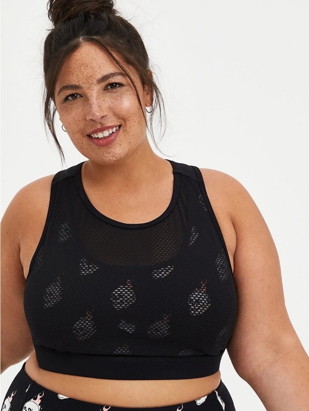 Torrid Black Mesh Skulls Halloween Racerback Sport Bra Plus Size 2X NWT